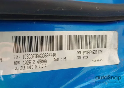 2016 Dodge Dart Sxt из США, поврежденный, VIN 1C3CDFBAXGD604740